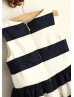 Ivory Navy Blue Stripes Taffeta Flower Girl Dress